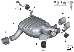 Rear silencer with exhaust flap, Number 01 in the illustration