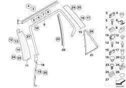 Fassung Seitenscheibe feststehend links 4MM