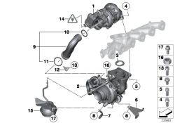 11657808363 EXCH TURBO CHARGER Engine Exhaust manifold BMW 7er F01 F07 F10 F11 F01 E71 >235863<, Turbo compressore di sovralimentazione