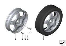 Original BMW Notrad Leichtmetall 4x17 ET: 5 (36116796144)