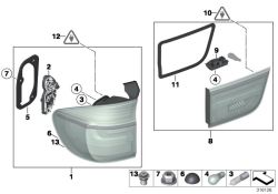 Original BMW Heckleuchte Seitenwand links  (63217227789)