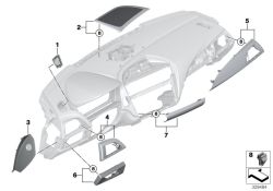 Couverture de tableau de bord gauche d`origine BMW Airbag off (51459205405)