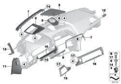 BMW original Cubierta cuero der. black (51459254865)