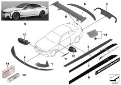 Original BMW Exterior mirror shroud, carbon, Right Hand Drive, lft M Performance (51142348101)