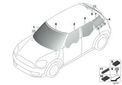 BMW original Ventanilla lateral fija tras. izq.Mini Paceman R61 SSG (51377433095) (51377433095)