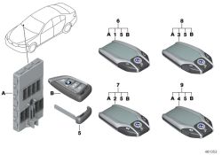 Clé écran BMW d`origine BMW 315 MHZ RCP (66128792121)