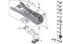 51166843412 Centre console Vehicle trim Centre armrest  oddments trays BMW X1 E84 51169352323 G11 7er  >481106<, Consola central