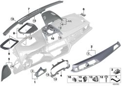 Original BMW Blende I-Tafel Alu Feinschliff Fahrer Perlglanz Chrom (51459378045)