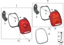 BMW original Anillo cromado piloto trasero izq.Mini Coupé R58 (63217351431) (63217351431)