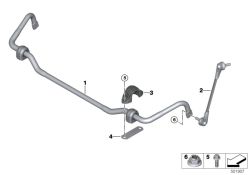 Original BMW Stabilizer front with rubber mounting  (31301543182)