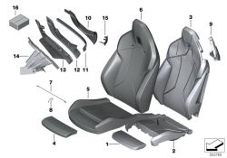 Leather cover sport backrest left, Number 06 in the illustration