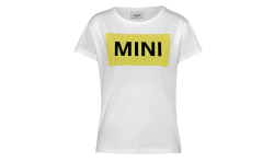 Original BMW MINI T-Shirt Women Wordmark Signet Whte/Yellow,XXS (80145A0A501)